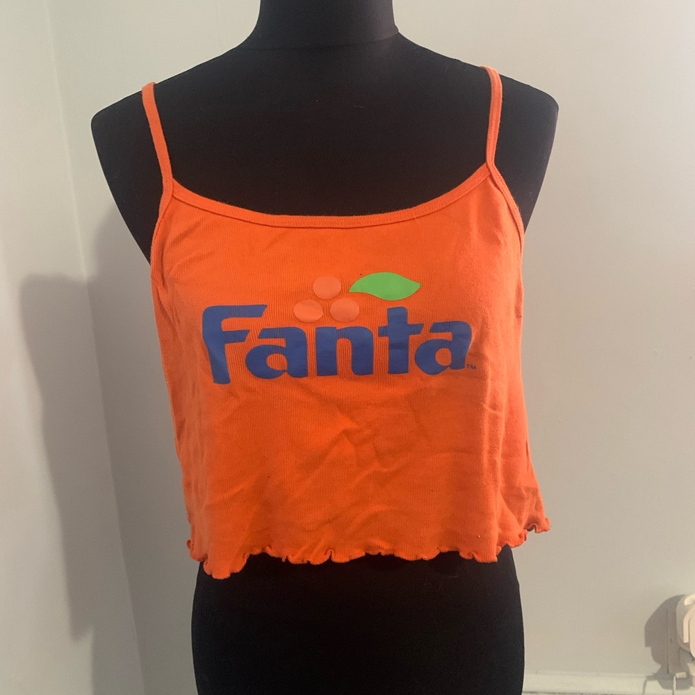 Cropped Fanta spaghetti strap shirt